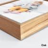 A closeup of the corner of an Oak frame shows the 2 inch depth.