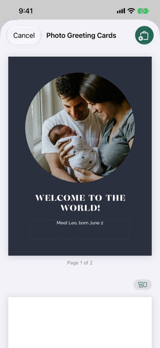 A birth announcement Photo Greeting Card in the Parabo Press app A birth announcement Photo Greeting Card in the Parabo Press app